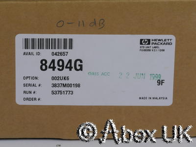 HP (Agilent) 8494G Step Attenuator, 0-11dB, 1dB Steps with Calibration NOS (2)