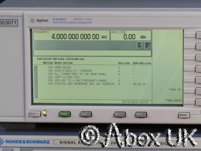 Agilent (HP) E4438C 4GHz ESG AM/FM/PM/Pulse CDMA Vector Signal Generator Agilent (HP) E4438C 4GHz ESG AM/FM/PM/Pulse CDMA Vector Signal Generator