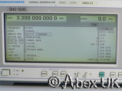 Rohde Schwarz IS-95 SMIQ03 Signal Generator 300KHz - 3.3GHz B1 B5 B10 B12 B42